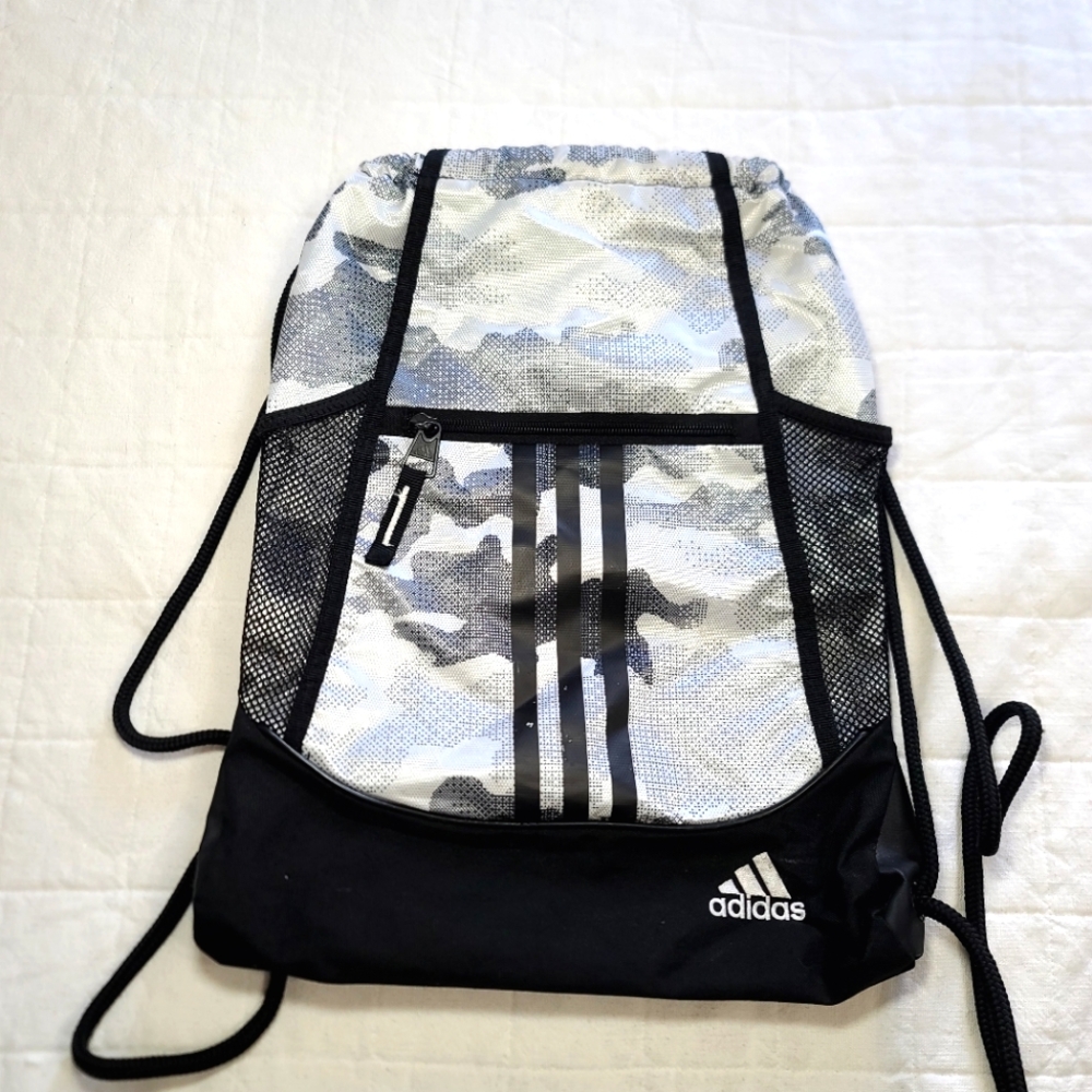 Adidas Drawstring Backpack Black Silver Camo - image 1